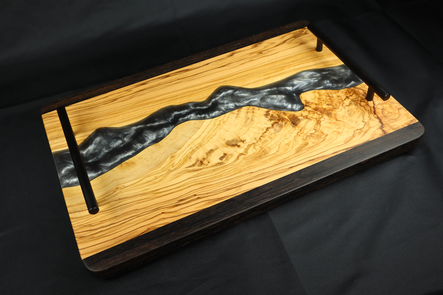 Mediterranean Olive wood w/Resin River Charcuterie Tray