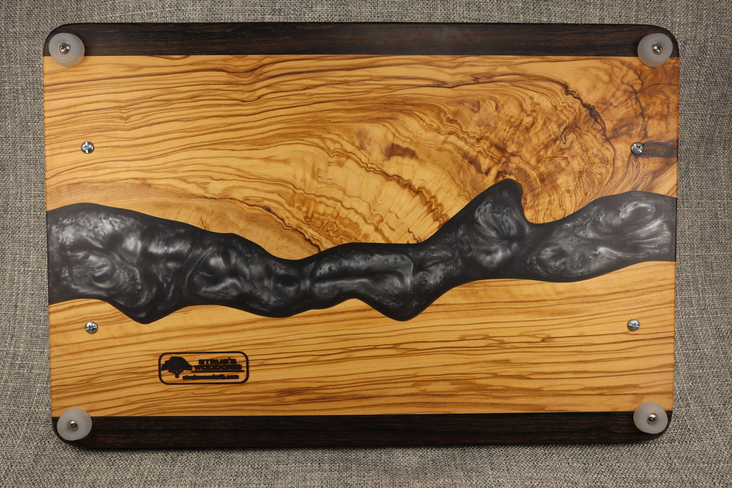 Mediterranean Olive wood w/Resin River Charcuterie Tray