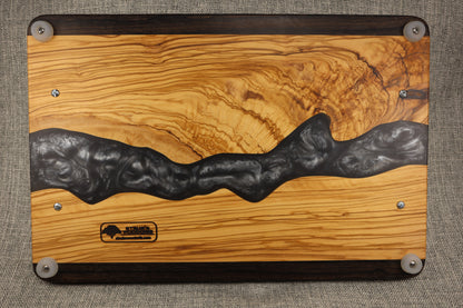 Mediterranean Olive wood w/Resin River Charcuterie Tray