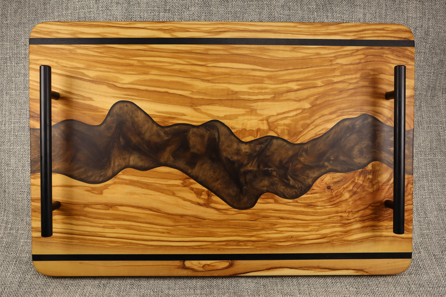 Mediterranean Olive Wood w/Resin River Charcuterie Tray