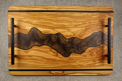 Mediterranean Olive Wood w/Resin River Charcuterie Tray