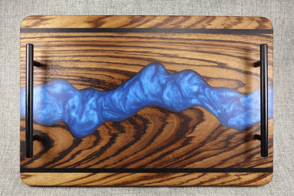 African Zebra Wood w/Resin River Charcuterie Tray