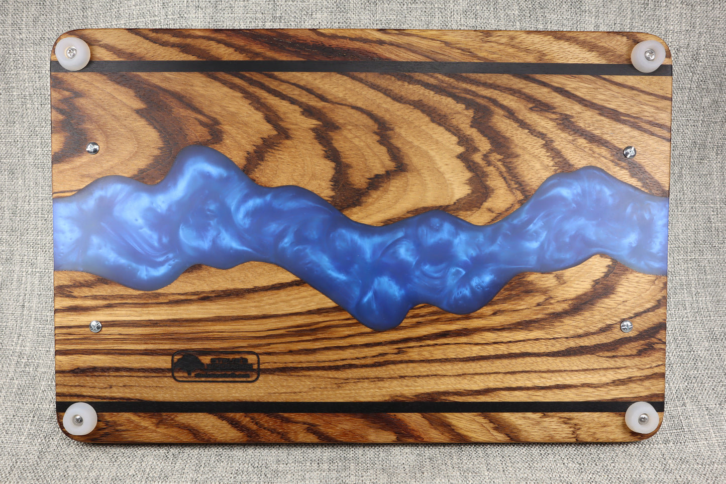 African Zebra Wood w/Resin River Charcuterie Tray