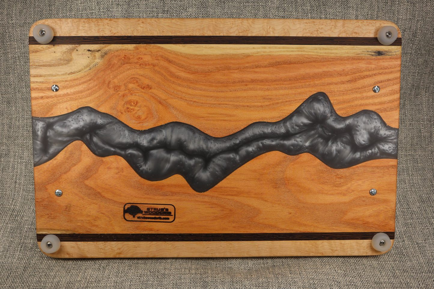'Cat's Paw' Honey Locust w/Silver Metallic Resin River Charcuterie Tray