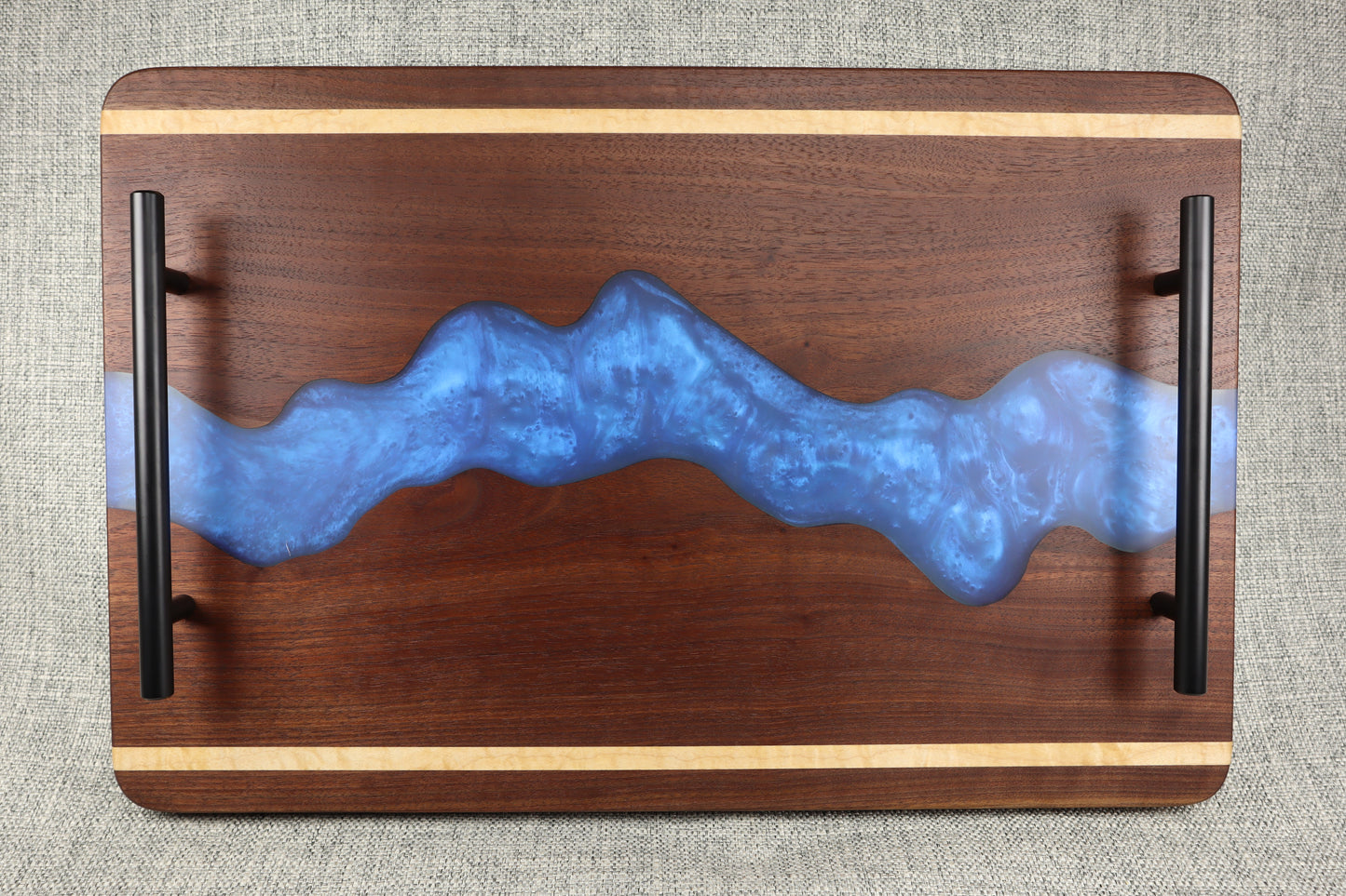 Walnut w/Royal blue metallic Resin River Charcuterie Tray