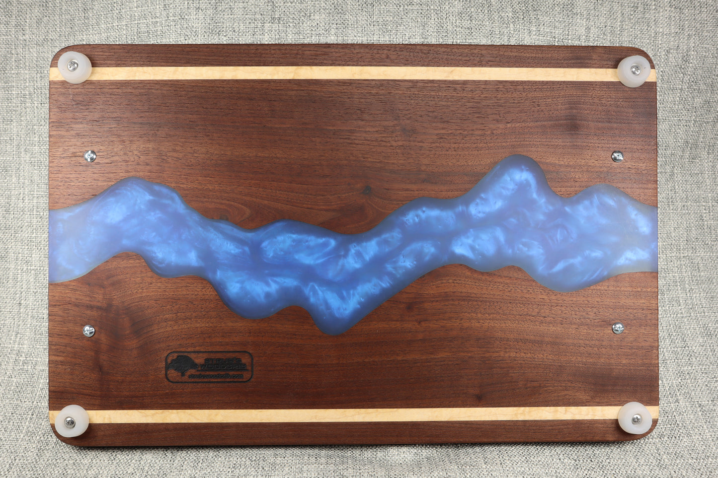 Walnut w/Royal blue metallic Resin River Charcuterie Tray