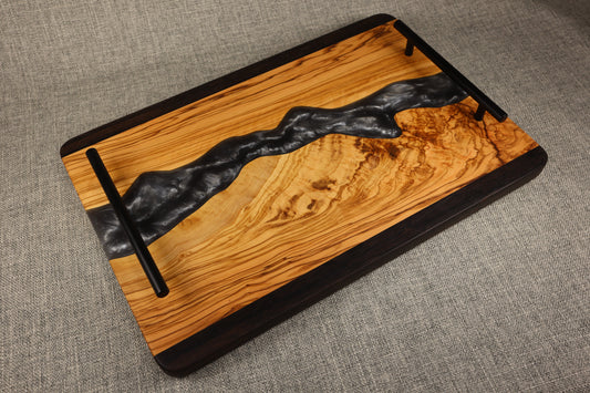 Mediterranean Olive wood w/Resin River Charcuterie Tray