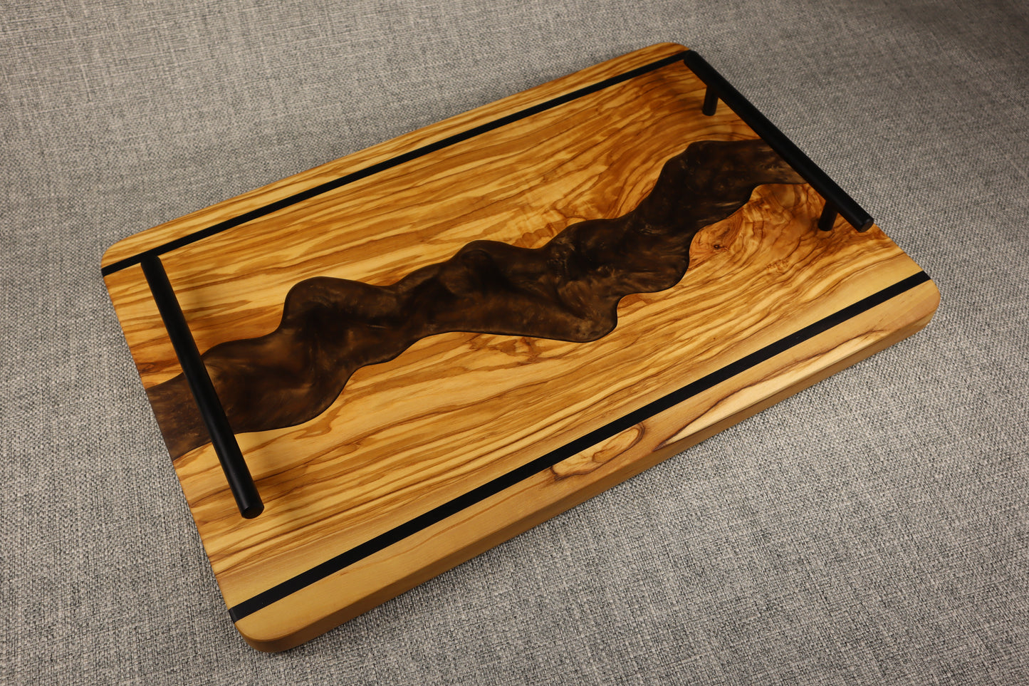 Mediterranean Olive Wood w/Resin River Charcuterie Tray