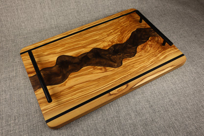 Mediterranean Olive Wood w/Resin River Charcuterie Tray
