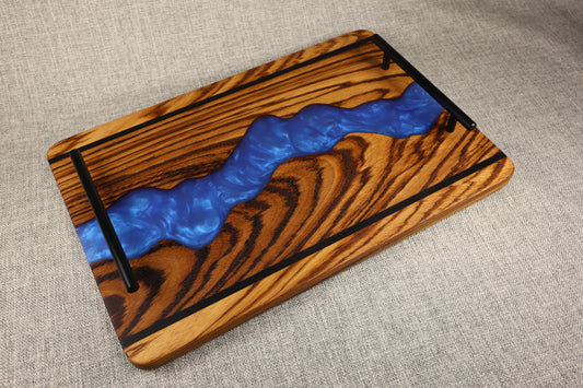 African Zebra Wood w/Resin River Charcuterie Tray