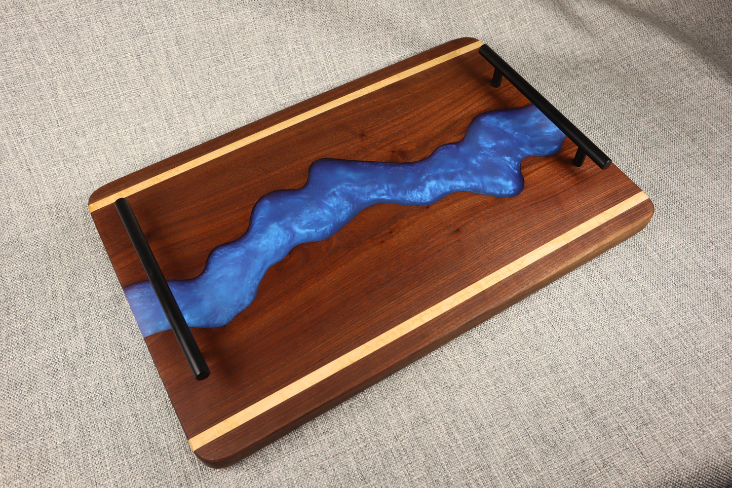 Walnut w/Royal blue metallic Resin River Charcuterie Tray