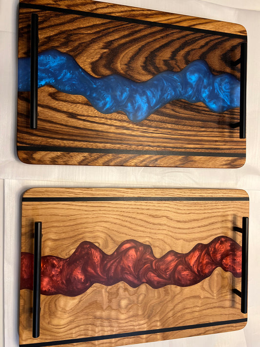 Ribbon Oak with Red River Epoxy Charcuterie Tray
