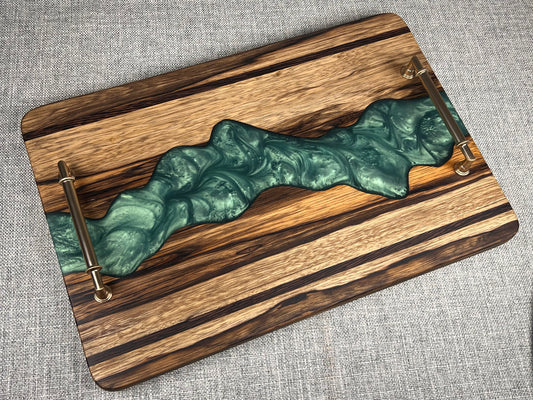 Black Limba with Green River Epoxy Charcuterie Tray