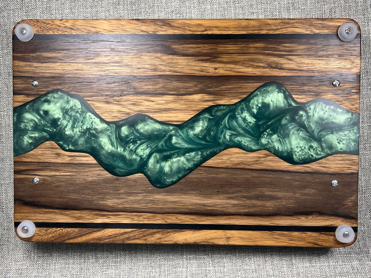 Black Limba with Tropical Tourquoise River Epoxy Charcuterie Tray