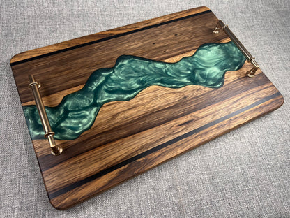 Black Limba with Tropical Tourquoise River Epoxy Charcuterie Tray