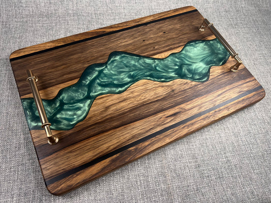 Black Limba with Tropical Tourquoise River Epoxy Charcuterie Tray