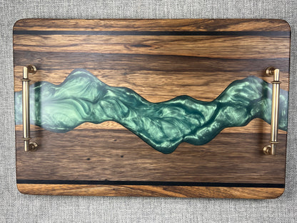 Black Limba with Tropical Tourquoise River Epoxy Charcuterie Tray